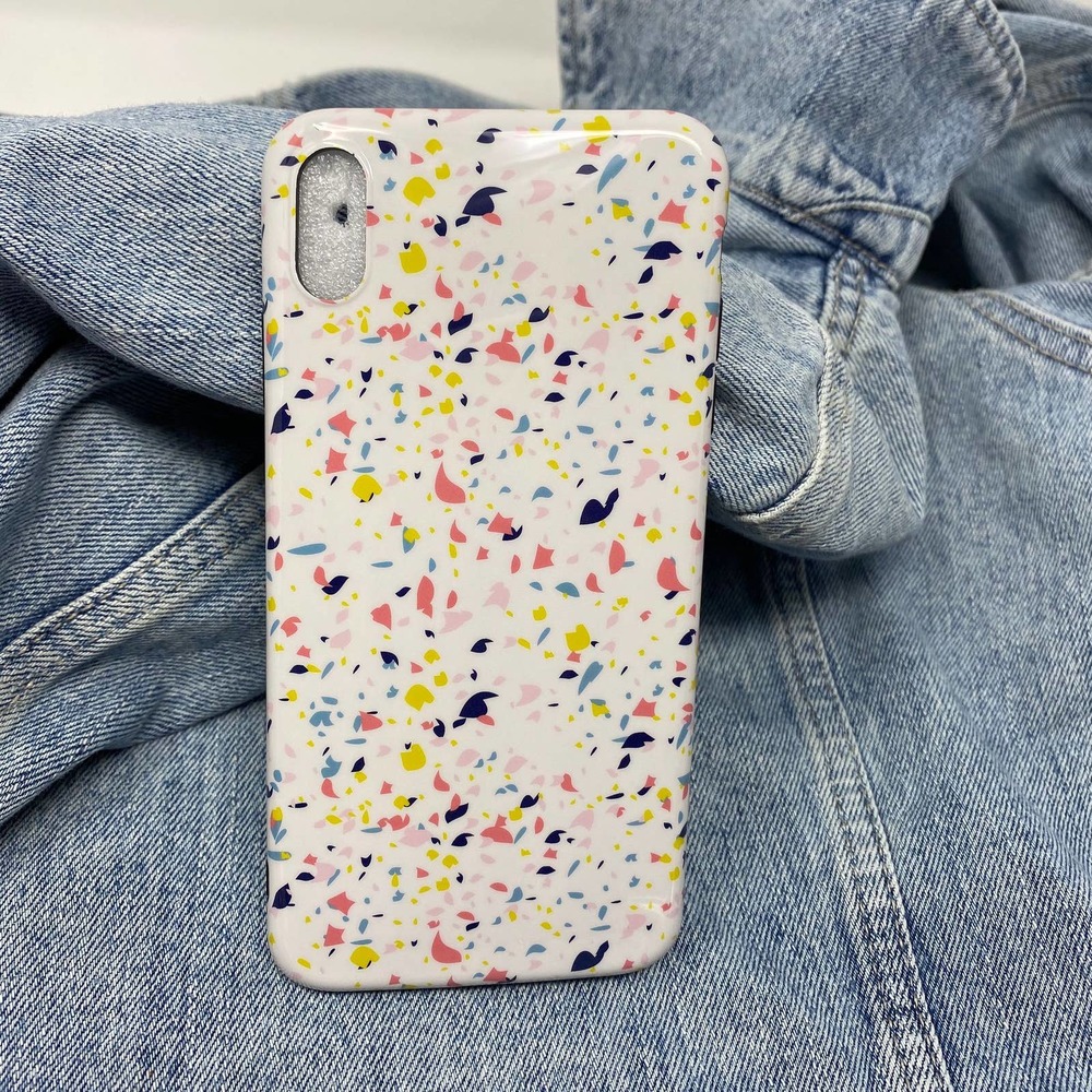 iPhone 7/8 Case White Confetti Print Cover NEW